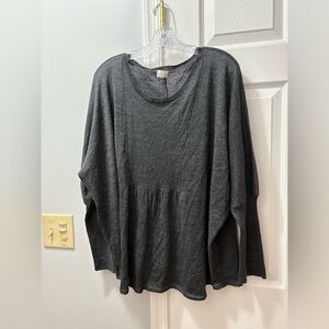 Poetry Merino Wool Sweater Size 14 Gray Oversized Knit Long Sleeve Pullover